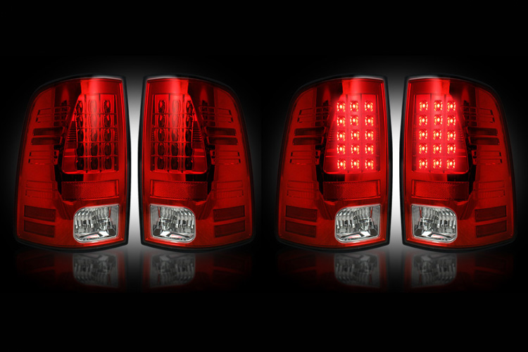 Recon Bright Red LED Tail Light Set 02-06 Dodge Ram